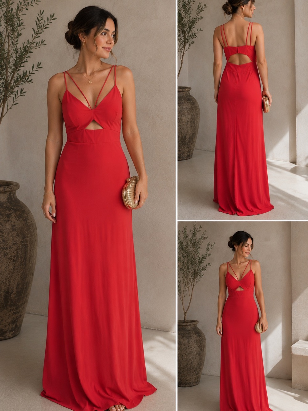 L’AGENCE Elsa Silk Cutout Maxi Dress Persimmon Red Size 6 NWT